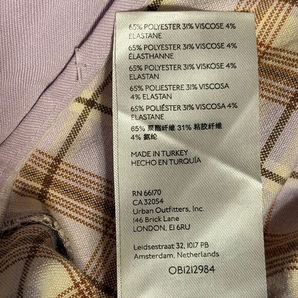 FREE PEOPLE Plaid Jules Flare Leg High Waist Pants Light Purple EUC Size 4 - Picture 7 of 8